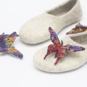 Felted slippers for women with felted butterflies image 3