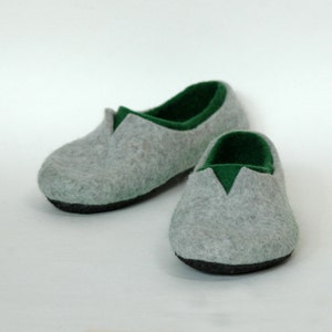 Felted slippers for women natural and colourful woollen clogs for home image 3