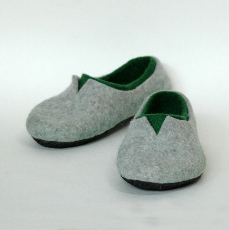 Felted slippers for women natural and colourful woollen clogs for home image 3