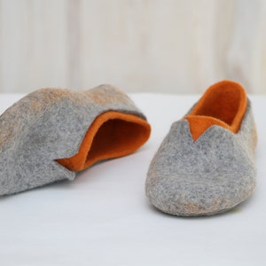 Felted slippers for women natural and colourful woollen clogs for home image 9