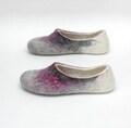 Felted Wool Slippers: Lilac & Gray Clogs, Cozy House Shoes product logo