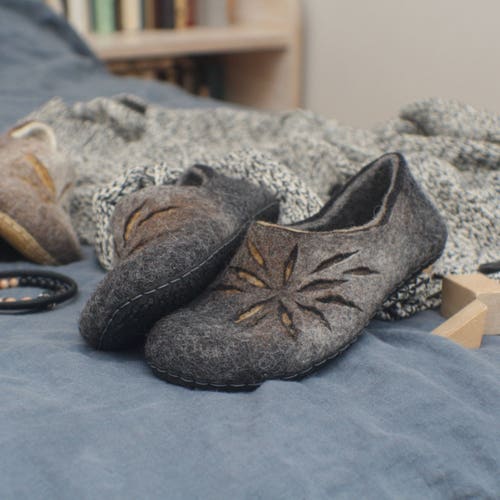 fatface grey fifi felted house shoes