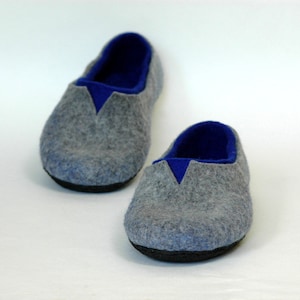 Felted slippers for women natural and colourful woollen clogs for home image 2