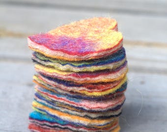 Felt hearts 10pcs, Felted little hearts mixed colors, Decoration for crafts, Gift tags, Multi color garland kit