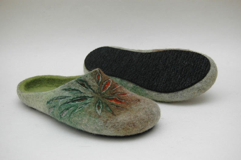 Rubber soles for slippers Caoutchouc soles for felted slippers Black brown tan Handmade soles Handmade shoes Woolen clogs soles image 2