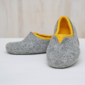 Felted slippers for women natural and colourful woollen clogs for home image 8