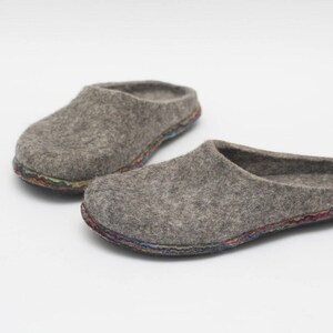 Felt Slippers for Men With Extra Thick Felted Soles, Made of Natural ...