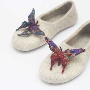 Felted slippers for women with felted butterflies image 4