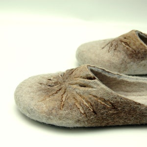 Felted slippers for women - boiled wool home shoes with rubber or latex soles