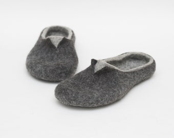 Felted slippers for men grey, charcoal grey
