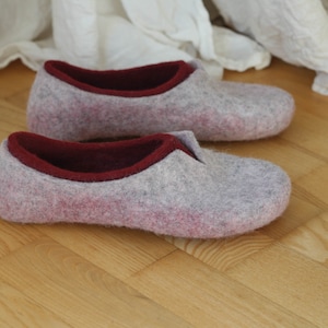 Felted slippers for women natural and colourful woollen clogs for home image 7