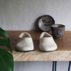 Felted slippers for women - White wool home shoes