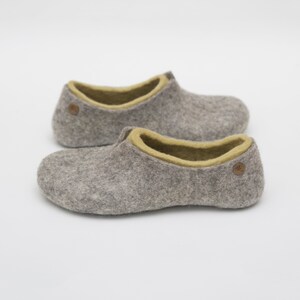 Felted slippers for women lovely natural women's house shoes in colors of olive green and grey image 5