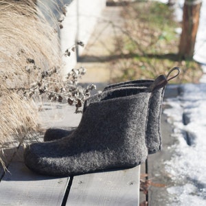 Grey felted boots for women perfect booties for spring, autumn, and winter image 3