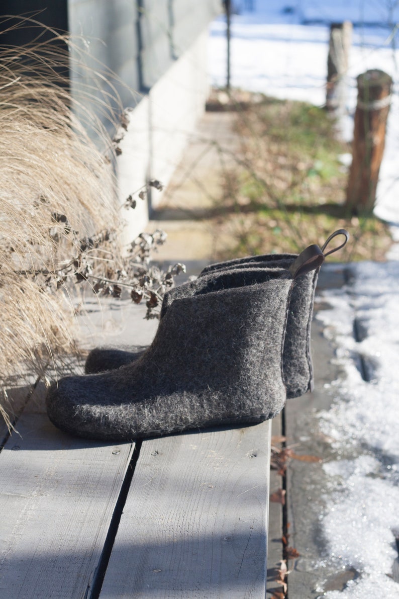 Grey felted boots for women perfect booties for spring, autumn, and winter image 3