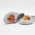 Handmade Felted Wool Slippers for Women – Cozy House Shoes with Autumn Maple Leaf Design product logo