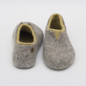 Felted slippers for women lovely natural women's house shoes in colors of olive green and grey image 3