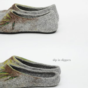 Felted slippers for women in natural grey and milk white image 5