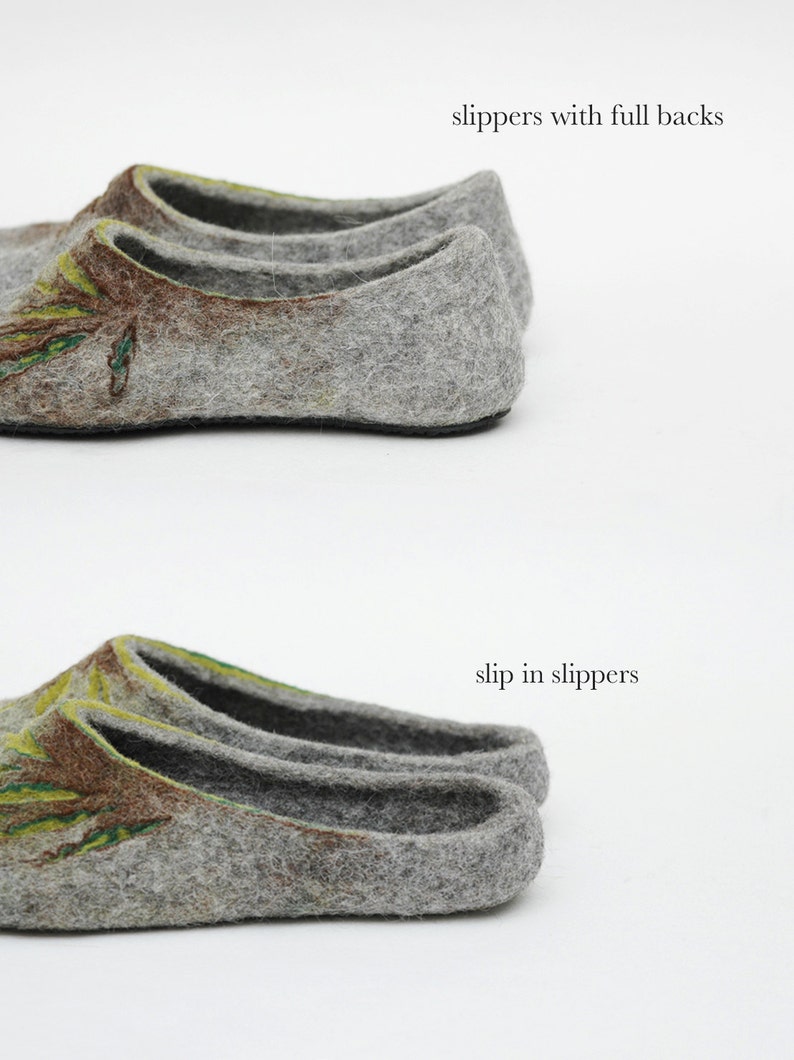 Felted slippers for women in natural grey and milk white image 5