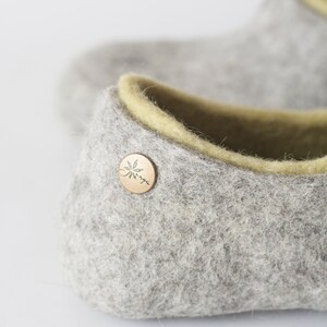 Felted slippers for women lovely natural women's house shoes in colors of olive green and grey image 4