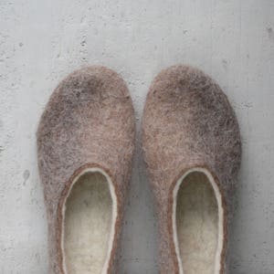 Boiled wool slippers for women made of natural sheep and alpaca wool, perfect gift for mom