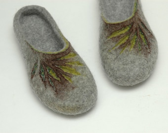 Handmade Wool Felt Slippers - Boiled Wool Home Shoes with Latex Soles