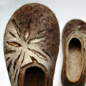 Felted slippers for Women in shades of beige and brown image 2