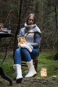 White felted boots for winter wedding bride - boiled wool shoes. Snow boots product logo