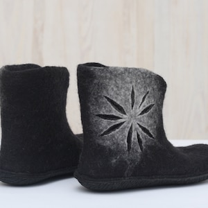 Felted shoes - Black ankle boots for women
