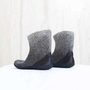 Grey felted boots for women - perfect booties for spring, autumn, and winter. Snow booties