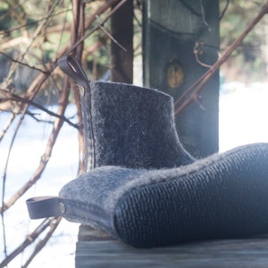 Grey felted boots for women perfect booties for spring, autumn, and winter image 4