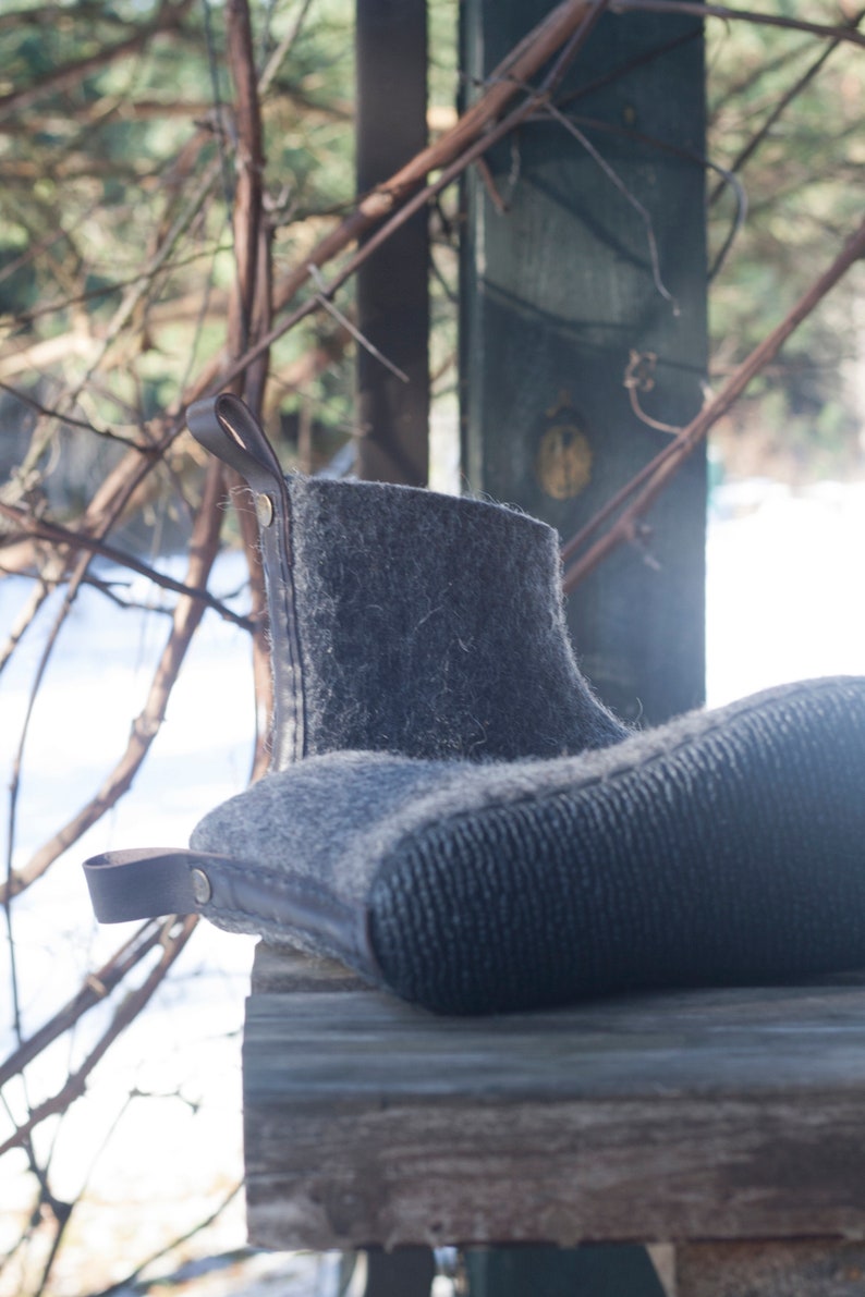 Grey felted boots for women perfect booties for spring, autumn, and winter image 4