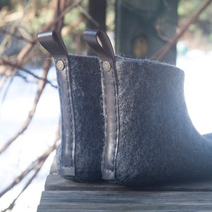 Grey felted boots for women perfect booties for spring, autumn, and winter image 6
