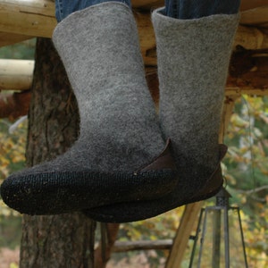 Felted Boots for Men Made of Charcoal / Light Grey Natural - Etsy