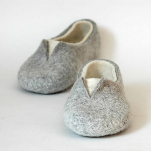 Felted slippers for women natural and colourful woollen clogs for home image 4