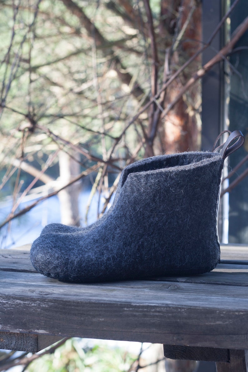 Grey felted boots for women perfect booties for spring, autumn, and winter image 9