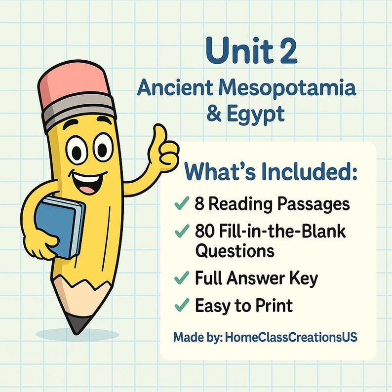 Ancient Mesopotamia & Egypt | 8 Reading Passages, Worksheets and Answer ...