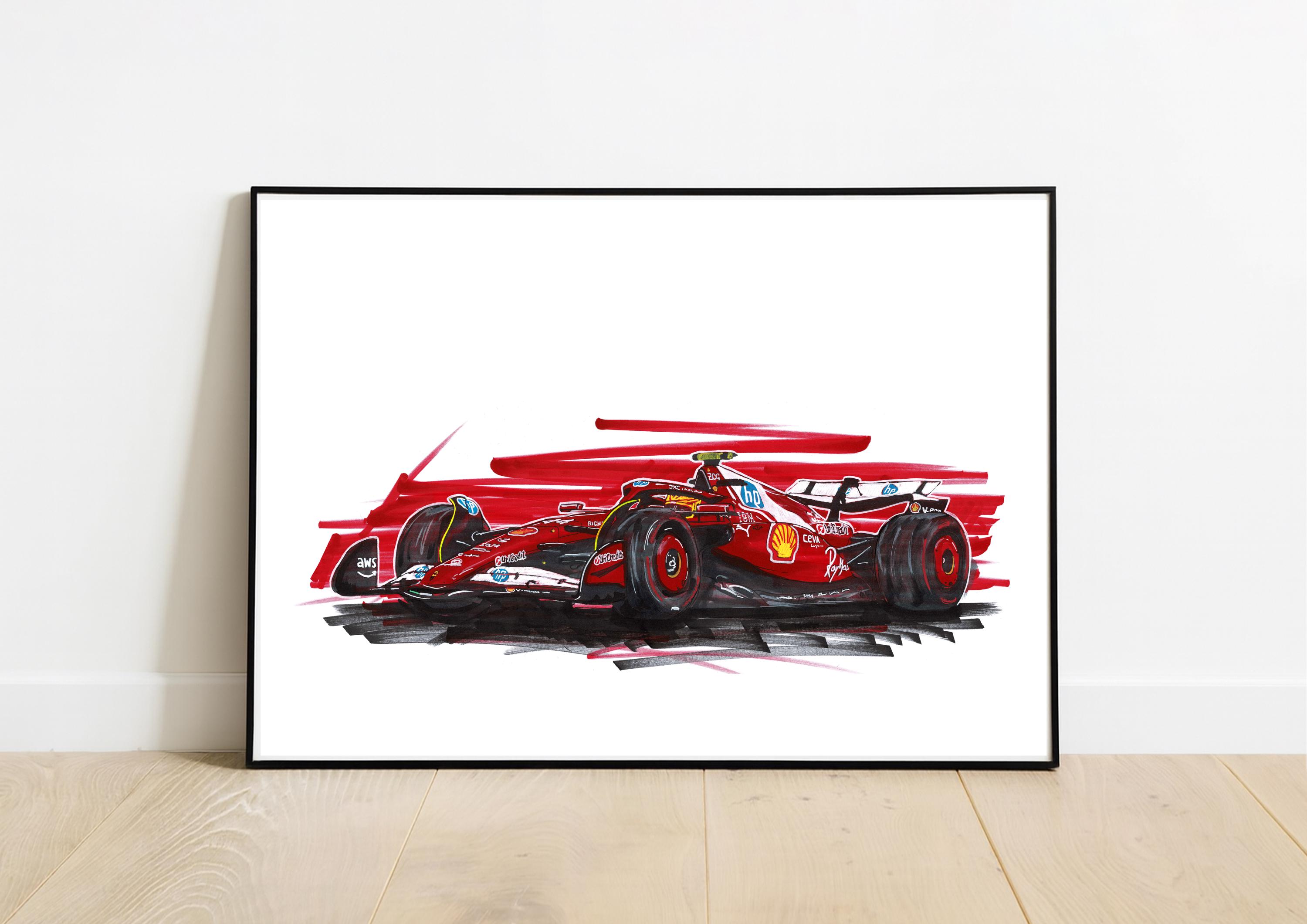 Poster Lewis Hamilton Ferrari Racing - Impression A4 (21x29,7 Cm) - Décoration Murale Pour Fans De Formule 1 | Sans Cadre - 5