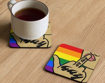 We Say Gay GFY Cork Back Coaster