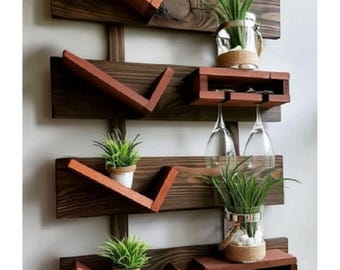 Macetero decorativo de madera para jardín con portabotellas grande