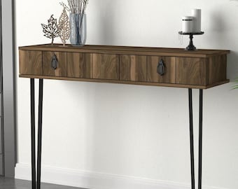 Consola de nogal con cajones: una moderna mesa de entrada