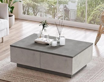 Mesa de centro retro con acabado de piedra de hormigón