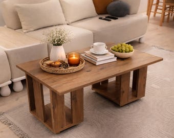 Mesa de centro escandinava moderna con ruedas