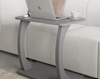 Mesa auxiliar para portátil en forma de C color antracita