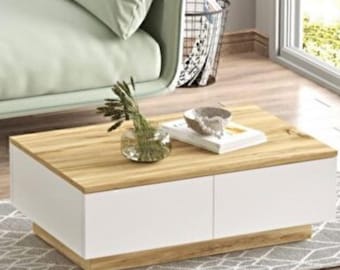 Mesa de centro retro con acabado en fieltro blanco