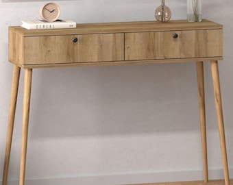 Mesa consola de roble con patas de haya maciza