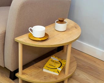 Mesa auxiliar semicircular de roble Safir