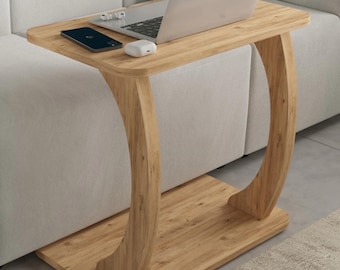 Mesa para portátil en forma de C de pino atlántico