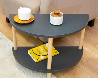 Mesa auxiliar semicircular antracita