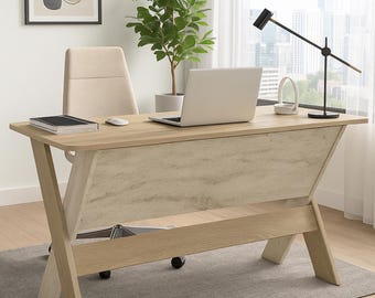 Escritorio de oficina moderno de travertino, mesa de trabajo rectangular de 140 cm